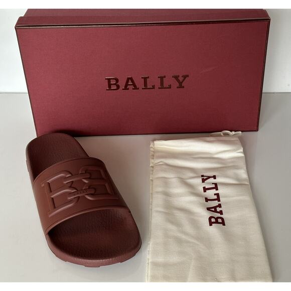 Bally Scotty Men\'s Slide Rubber Heritage Red Logo Sandals 13 US 6300612 IT NIB